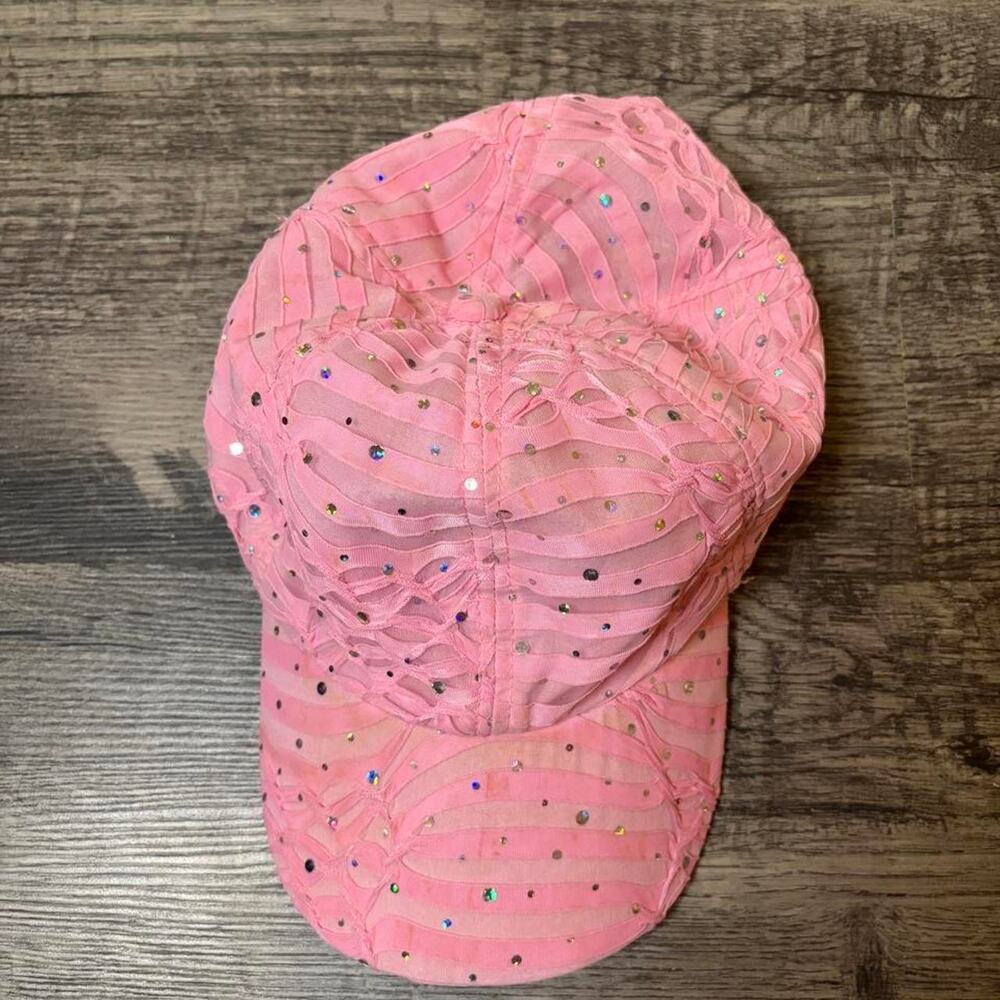 Y2K Pink Cap with Rhinestones - Picture 2 of 5